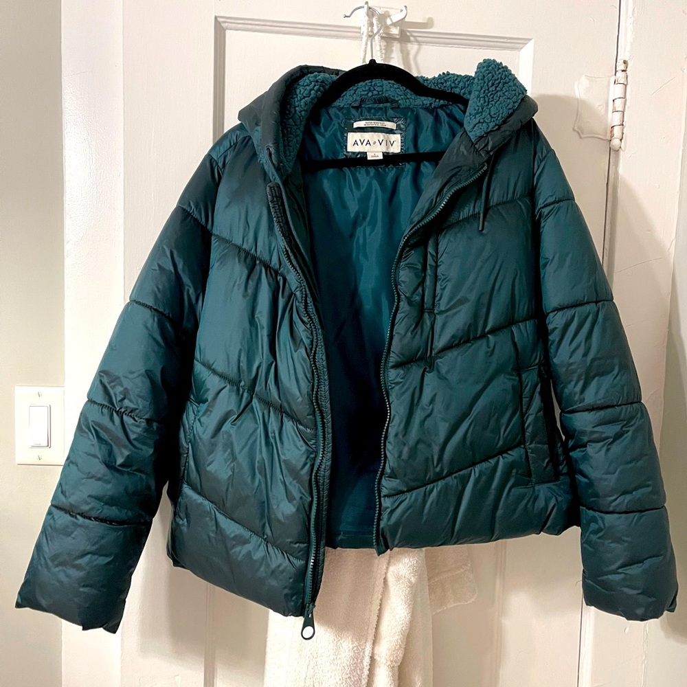 Teal Short puffer